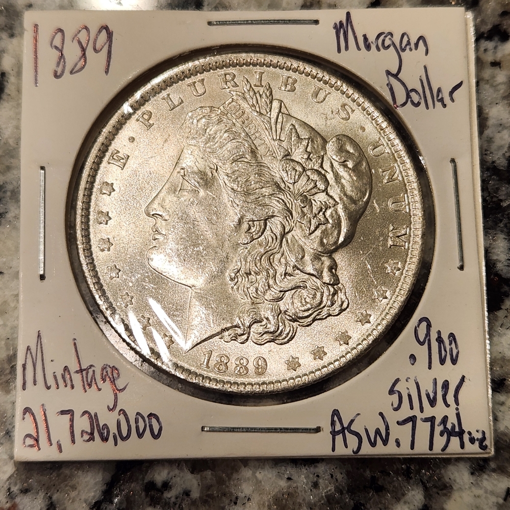 BRIGHT UNCIRCULATED 1889 MORGAN SILVER DOLLAR SUPER NICE!!!